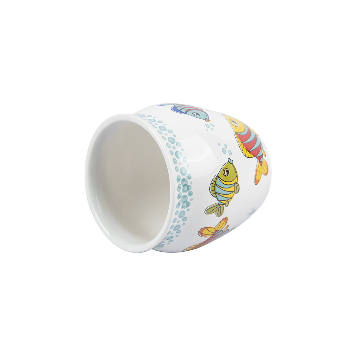 MARKET99 Fish Printed Ceramic Kullad, (Each 130 mL, Set Of 6 Pcs)