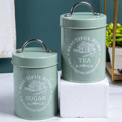 Market99 Tea & Sugar Storage Jar with Lid - Set Of 2, Each 850mL