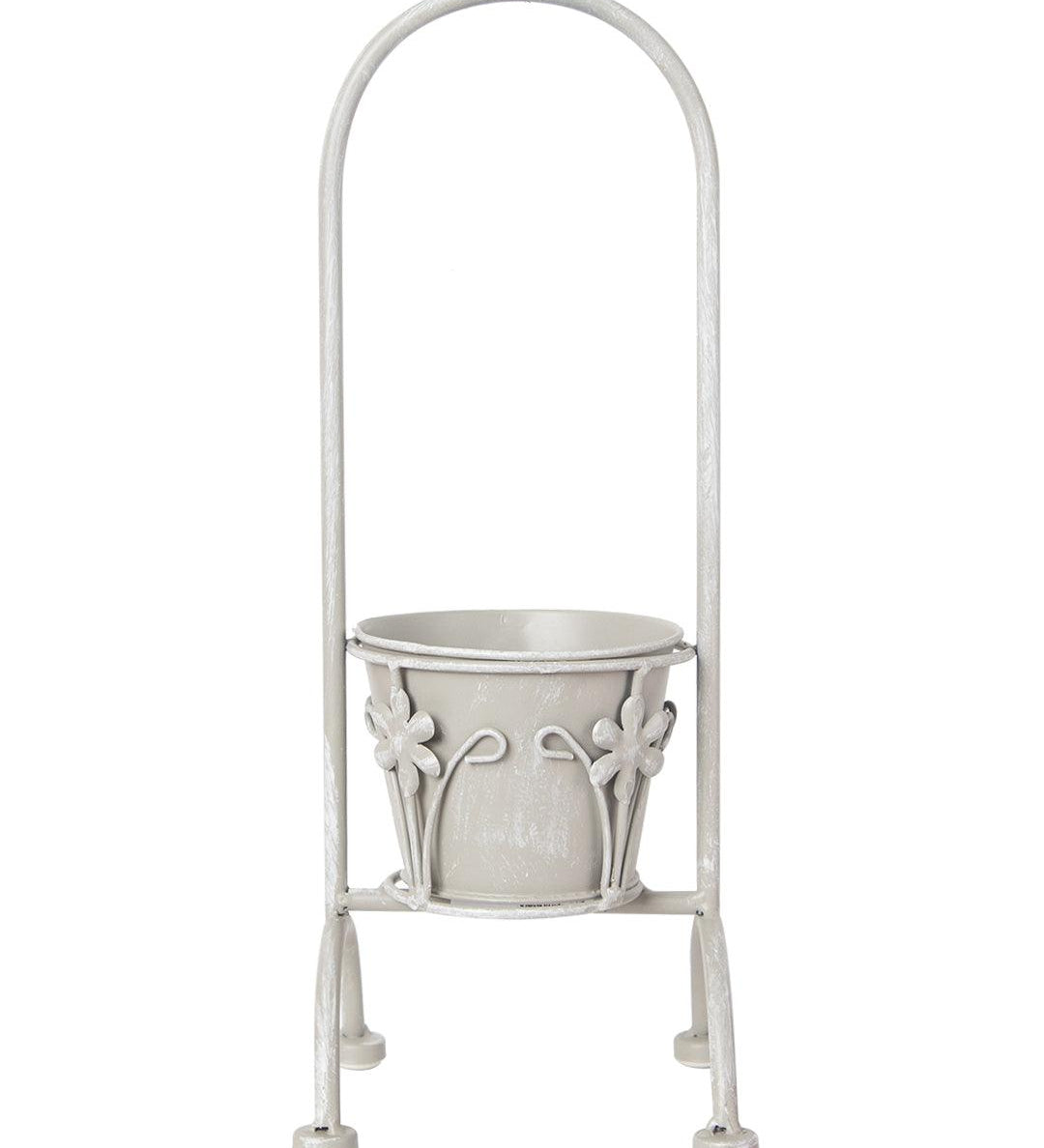 Grey Metal Flower Tabletop Planter Pot - Not For Shopify - MARKET99