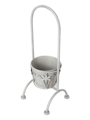 Grey Metal Flower Tabletop Planter Pot - Not For Shopify - MARKET99