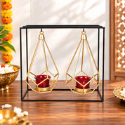 Lighting Nordic Hanging Votive Holder, Diwali Special, Black & Gold, Iron