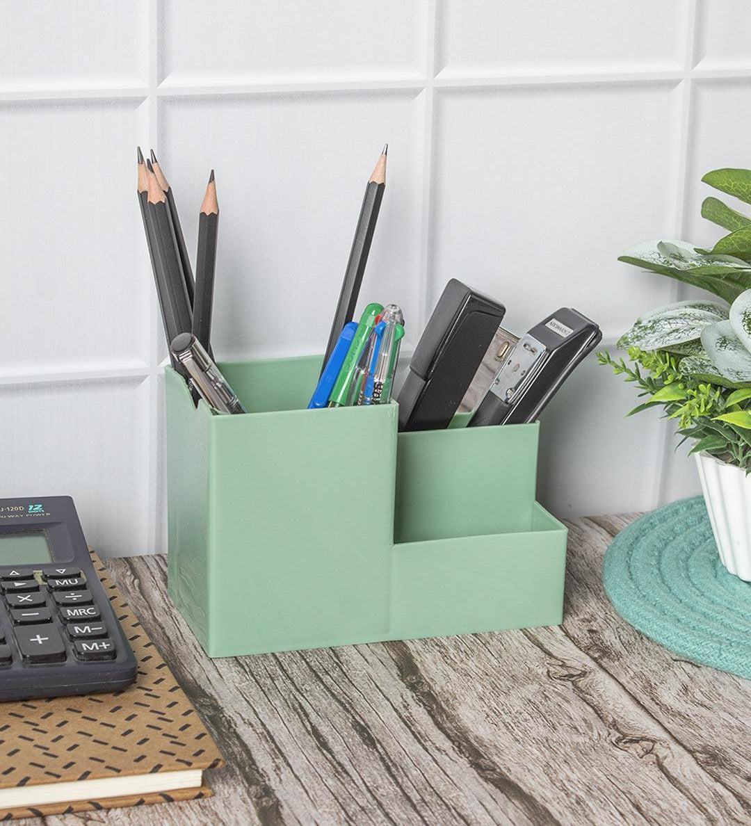 Multi-Purpose Desk Organizer with 4 Compartments - Light Green - MARKET99