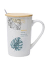 GENTLE' Coffee Mug With Wooden Lid and Spoon - White, 450mL - MARKET99