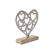 Silver Hearts Sculpture on a Wooden Base