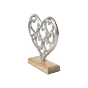 Silver Hearts Sculpture on a Wooden Base