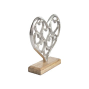 Silver Hearts Sculpture on a Wooden Base