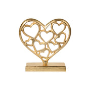 Golden Hearts Sculpture on a Wooden Base