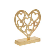 Golden Hearts Sculpture on a Wooden Base