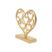 Golden Hearts Sculpture on a Wooden Base