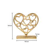 Golden Hearts Sculpture on a Wooden Base
