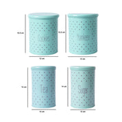 Tea & Sugar Jar (Each 900 Ml) + Cookie & Namkeen Jar (Each 1700 Ml) - Polka Dot Green, Set Of 4