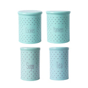 Tea & Sugar Jar (Each 900 Ml) + Cookie & Namkeen Jar (Each 1700 Ml) - Polka Dot Green, Set Of 4