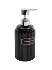 Black Ceramic Bathroom Set Of 4 - Ribbed Design, Bath Accessories