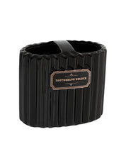 Black Ceramic Bathroom Set Of 4 - Ribbed Design, Bath Accessories