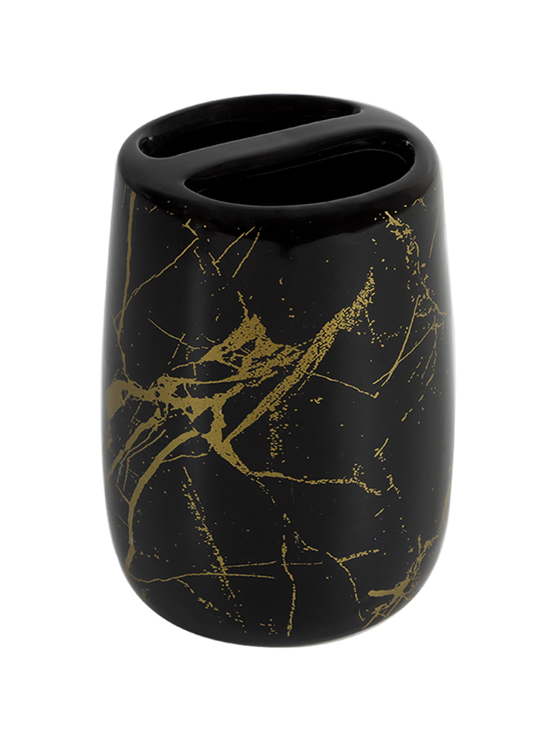 Black Ceramic Bathroom Set Of 4 - Stone Finish, Bath Accessories