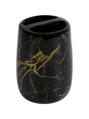 Black Ceramic Bathroom Set Of 4 - Stone Finish, Bath Accessories