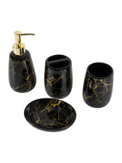 Black Ceramic Bathroom Set Of 4 - Stone Finish, Bath Accessories