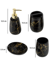 Black Ceramic Bathroom Set Of 4 - Stone Finish, Bath Accessories