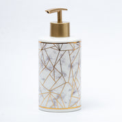 Ceramic Cylindrical Bathroom Set Of 4 - Geometric Pattern, Bath Accessories