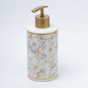 Ceramic Cylindrical Bathroom Set Of 4 - Geometric Pattern, Bath Accessories