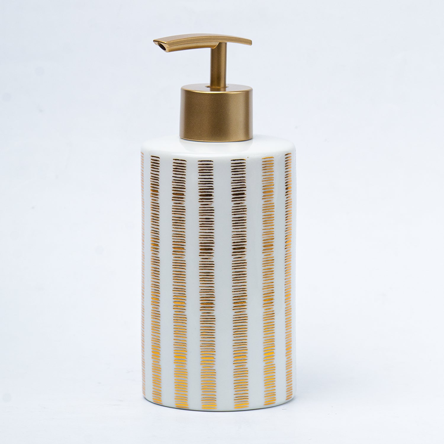 Ceramic Cylindrical Bathroom Set Of 4 - Straight Lines Pattern, Bath Accessories
