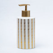 Ceramic Cylindrical Bathroom Set Of 4 - Straight Lines Pattern, Bath Accessories