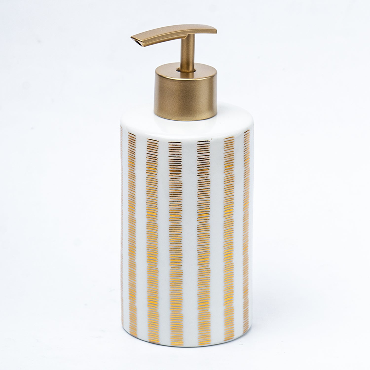 Ceramic Cylindrical Bathroom Set Of 4 - Straight Lines Pattern, Bath Accessories