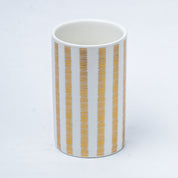 Ceramic Cylindrical Bathroom Set Of 4 - Straight Lines Pattern, Bath Accessories
