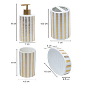 Ceramic Cylindrical Bathroom Set Of 4 - Straight Lines Pattern, Bath Accessories