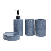 Grey Ceramic Bathroom Set Of 4 - Geometric Pattern, Matte