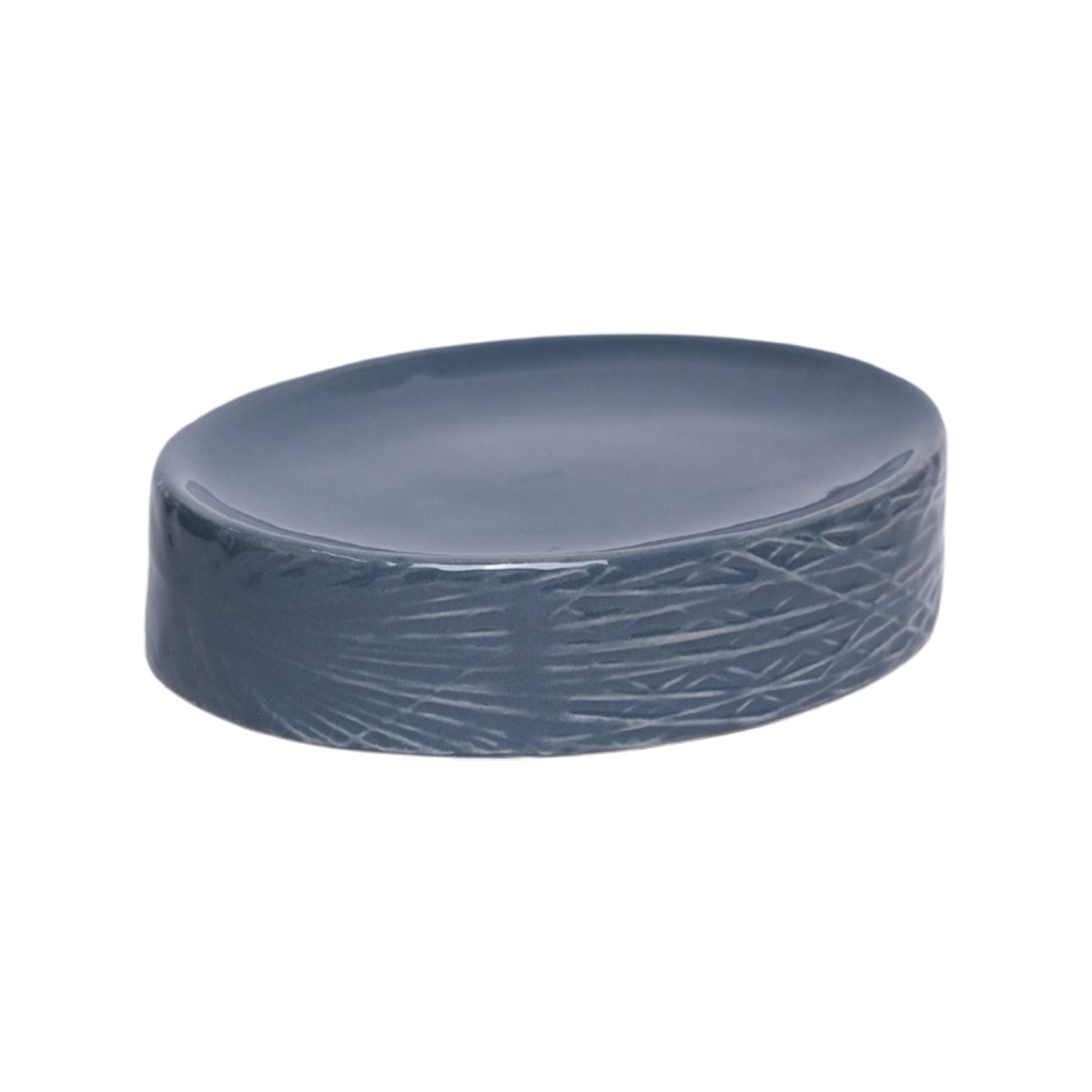 Grey Ceramic Bathroom Set Of 4 - Geometric Pattern, Matte