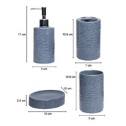 Grey Ceramic Bathroom Set Of 4 - Geometric Pattern, Matte