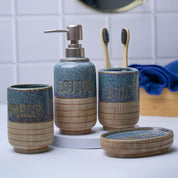 Grey Ceramic Bathroom Set - Matte, Stone Finish