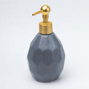 Grey Ceramic Bathroom Set Of 4 - Hexagonal Pattern, Bath Accessories