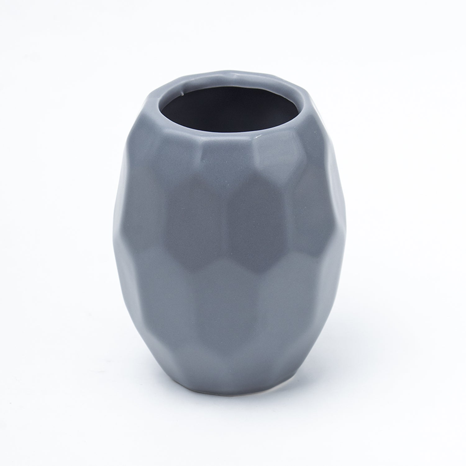 Grey Ceramic Bathroom Set Of 4 - Hexagonal Pattern, Bath Accessories