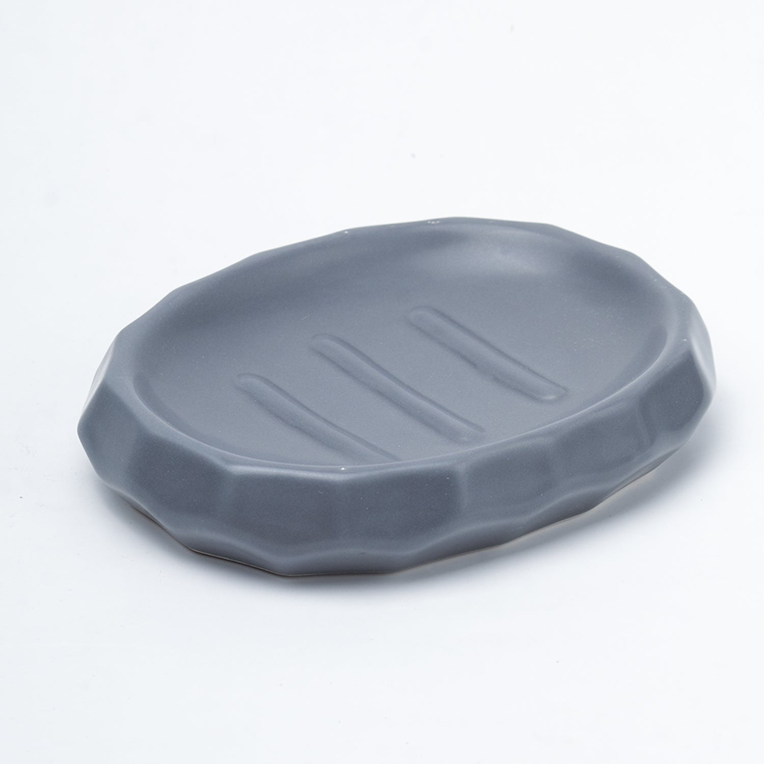 Grey Ceramic Bathroom Set Of 4 - Hexagonal Pattern, Bath Accessories