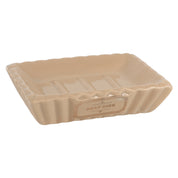 Beige Ceramic Bathroom Set Of 4 - Ribbed Design, Bath Accessories