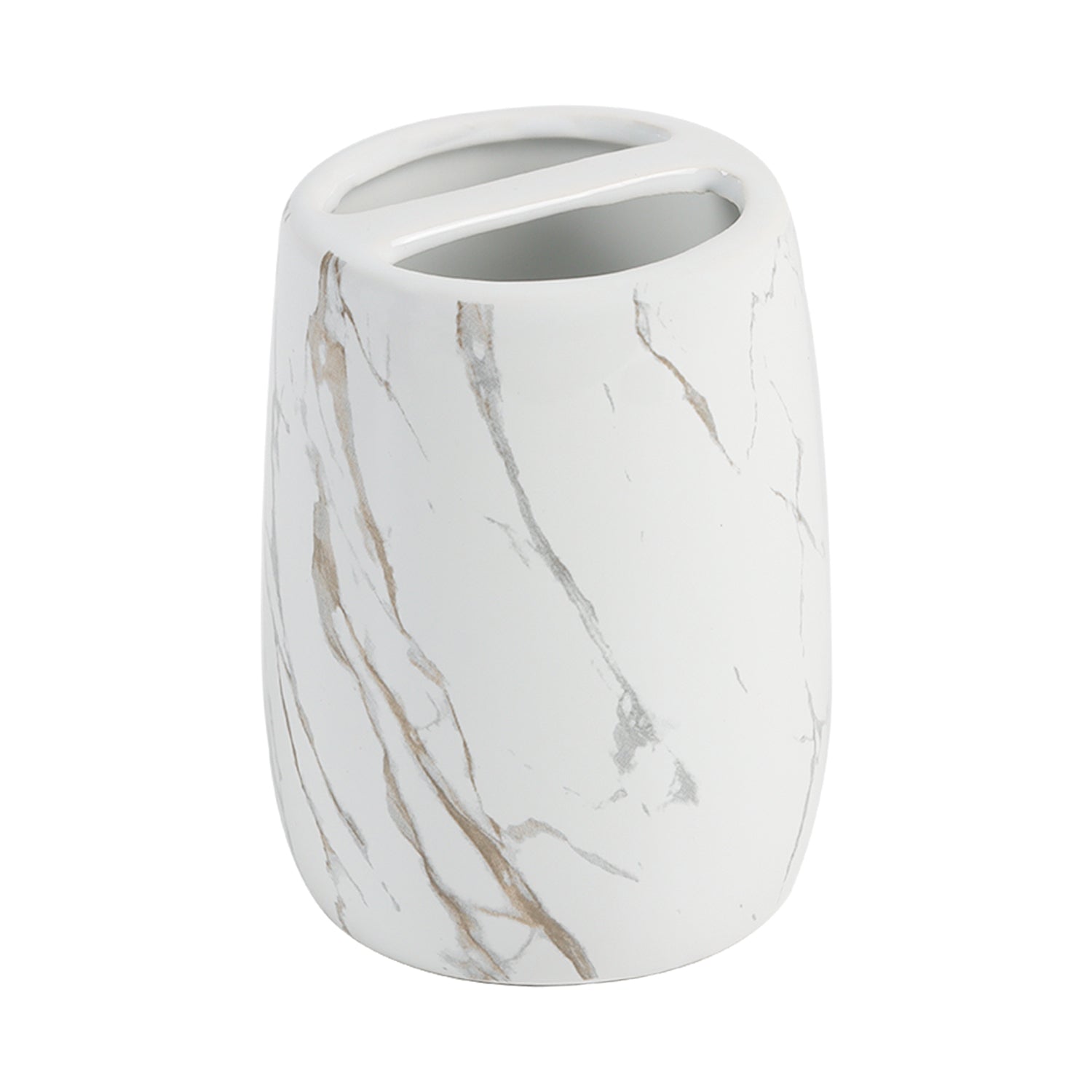 White Ceramic Bathroom Set Of 4 - Stone Finish, Bath Accessories