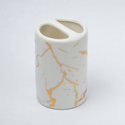 Ceramic Cylindrical Bathroom Set Of 4 - Abstract Pattern, Bath Accessories
