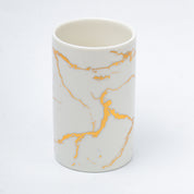Ceramic Cylindrical Bathroom Set Of 4 - Abstract Pattern, Bath Accessories