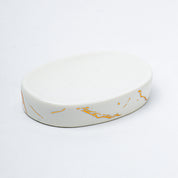 Ceramic Cylindrical Bathroom Set Of 4 - Abstract Pattern, Bath Accessories