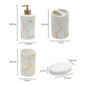 Ceramic Cylindrical Bathroom Set Of 4 - Abstract Pattern, Bath Accessories