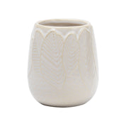 Off White Ceramic Bathroom Set Of 4 - Leafy Pattern, Bath Accessories
