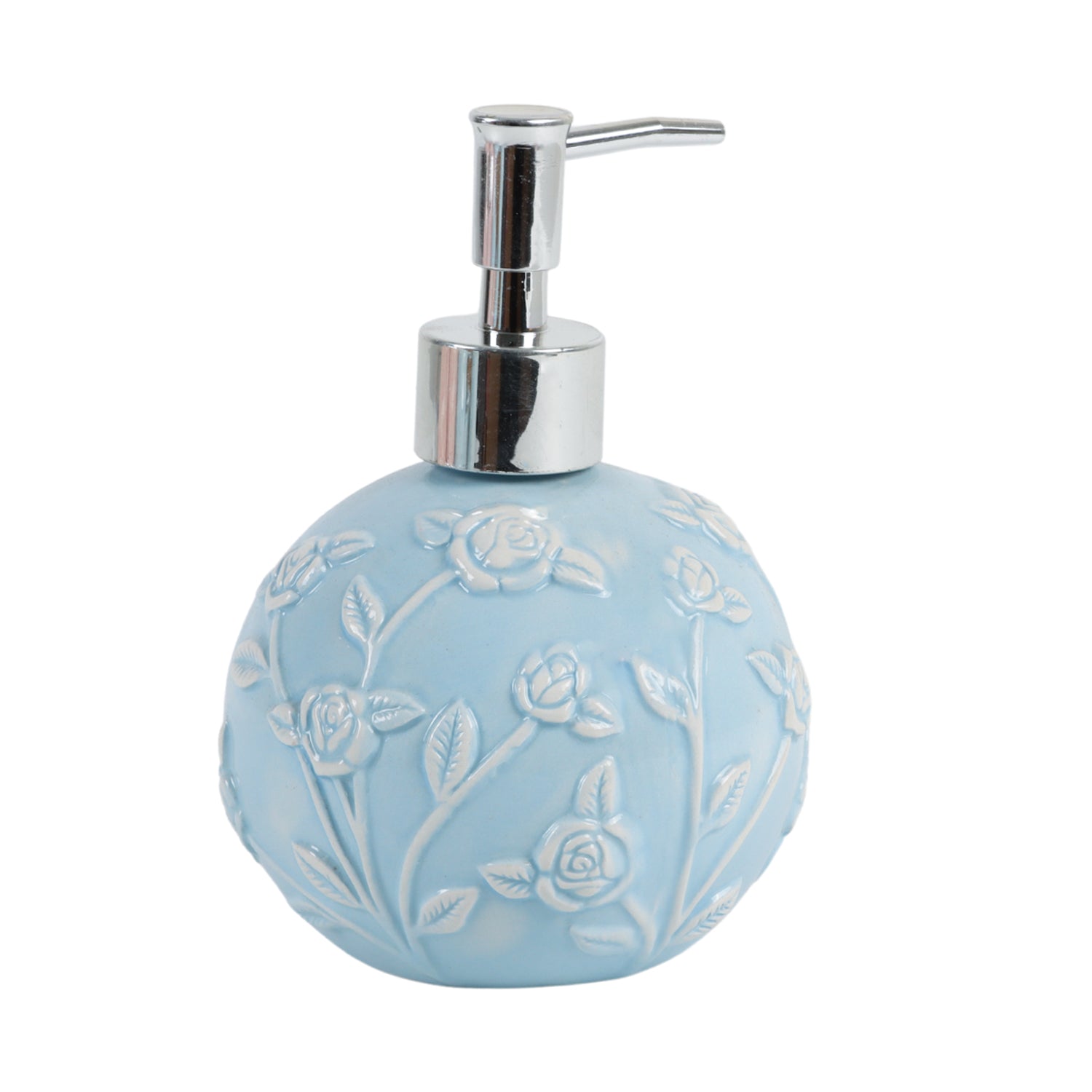 Blue Ceramic Bathroom Set Of 4 - Floral Design, Bath Accessories
