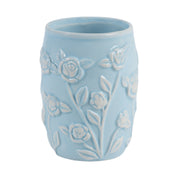Blue Ceramic Bathroom Set Of 4 - Floral Design, Bath Accessories