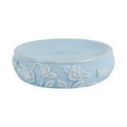 Blue Ceramic Bathroom Set Of 4 - Floral Design, Bath Accessories