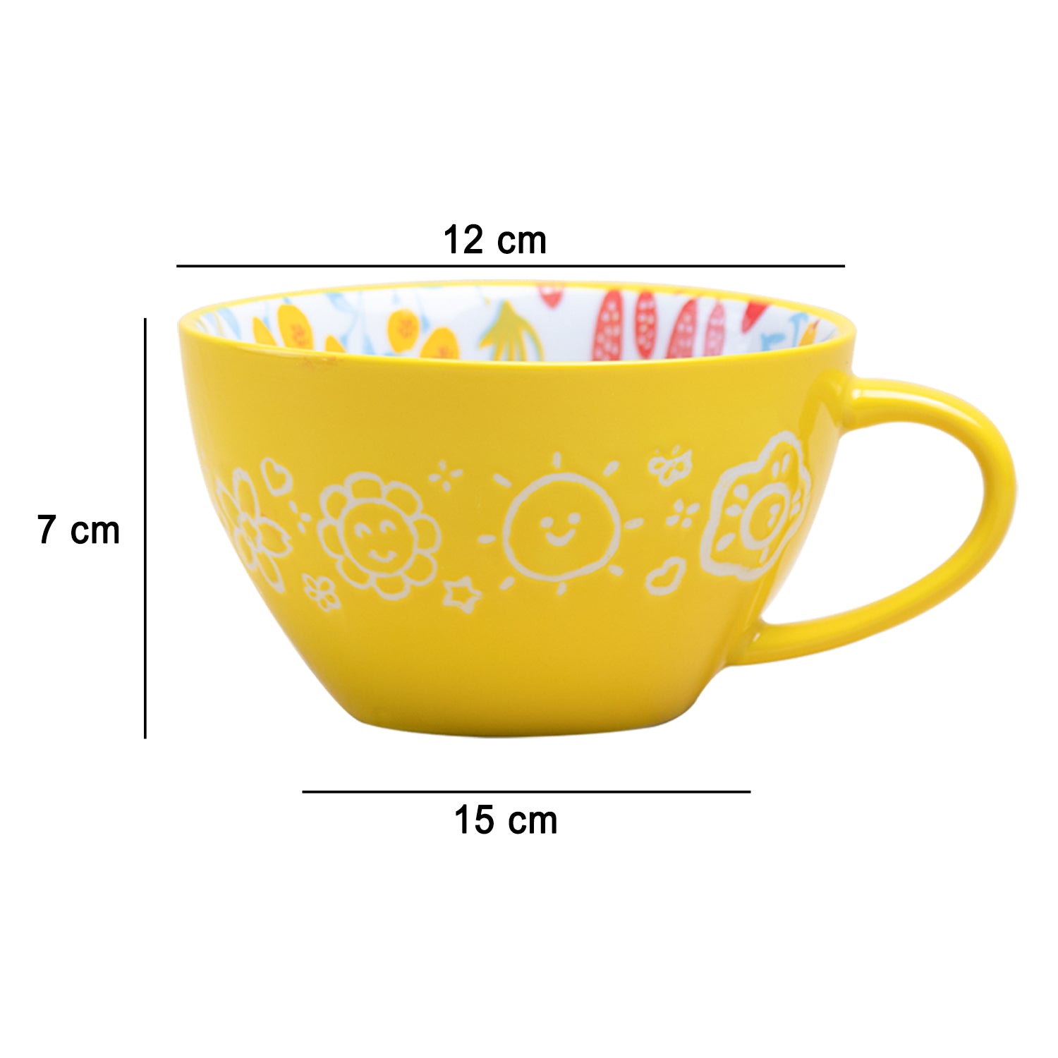 Stylish Ceramic Cup - Yellow, 400ml