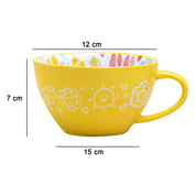 Stylish Ceramic Cup - Yellow, 400ml