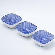 Blue Ceramic Dish, Pack Of 3 - Geometric Pattern, Serveware