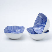 Blue Ceramic Dish, Pack Of 3 - Geometric Pattern, Serveware
